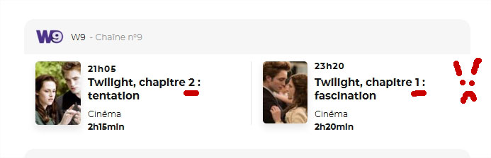 Twilight chapitre 2 avant le 1 le soir à la télé